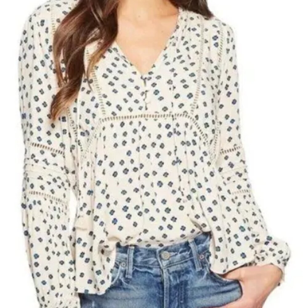 Amuse Society Revolve Chateau Boho Peasant Top Ladder Stitch Size Small Whimsy
